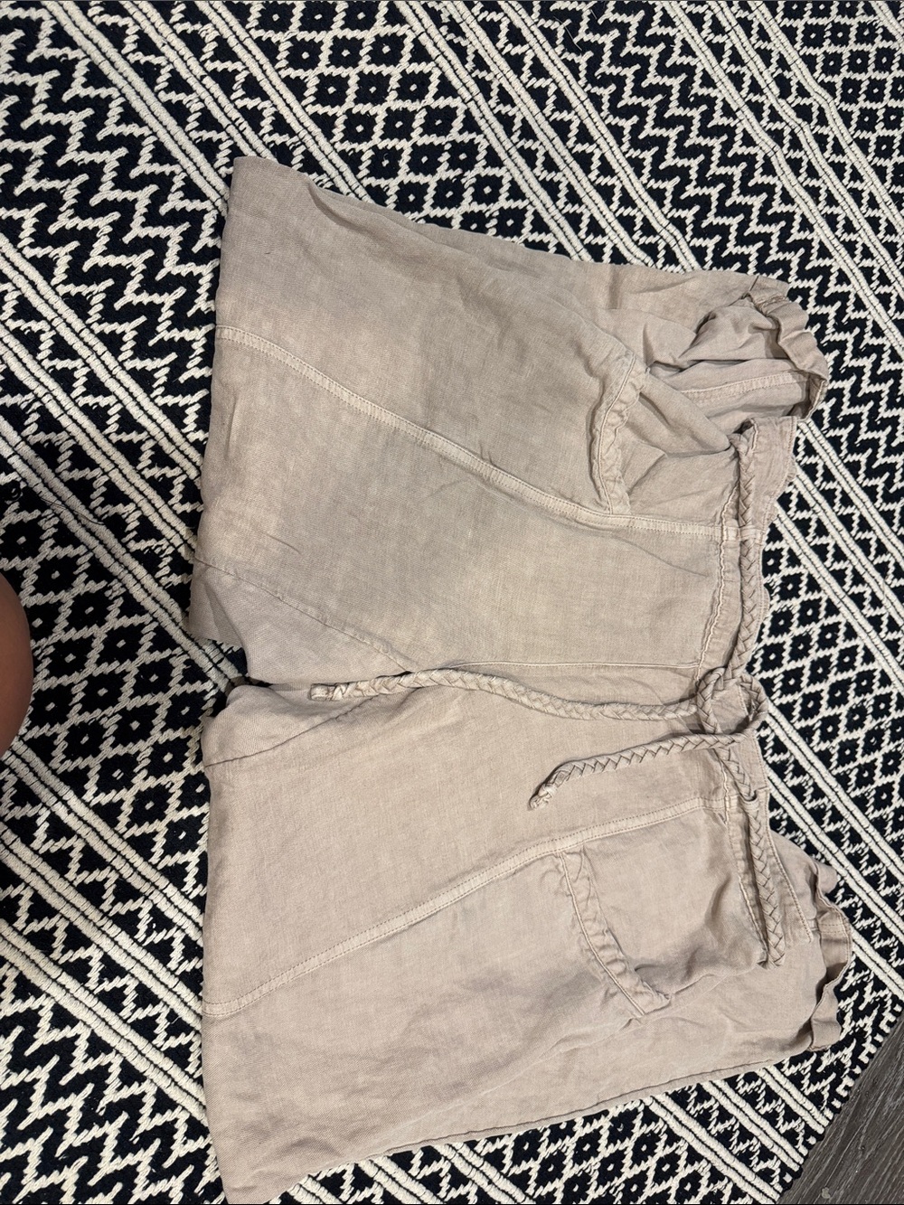 Women's Linen-Blend Tan Drawstring pants